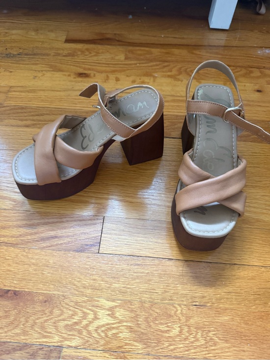 Sam Edelman Shoes - NWOT Sam Edelman Womens Tan Platform Sandals with Block Wood Heel